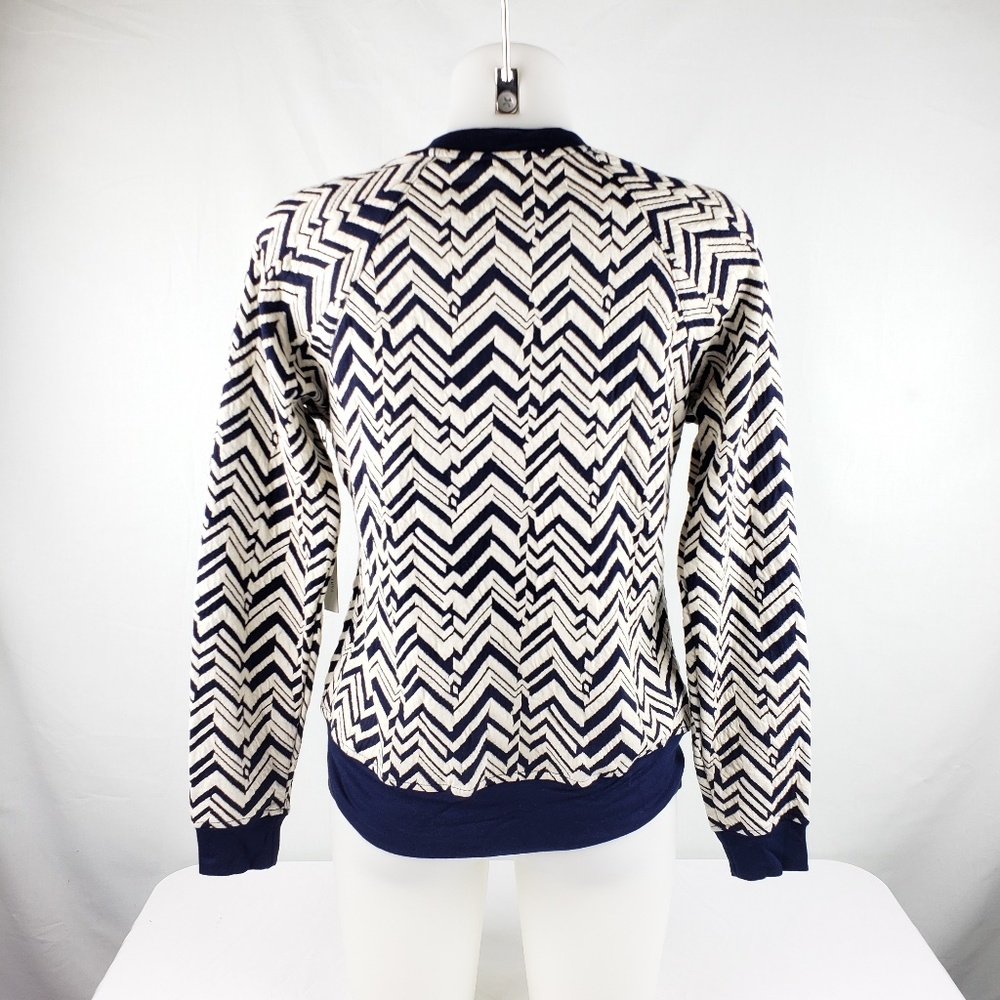 Tart Navy Blue and White Chevron Zippered Jacket - Picture 3 of 3